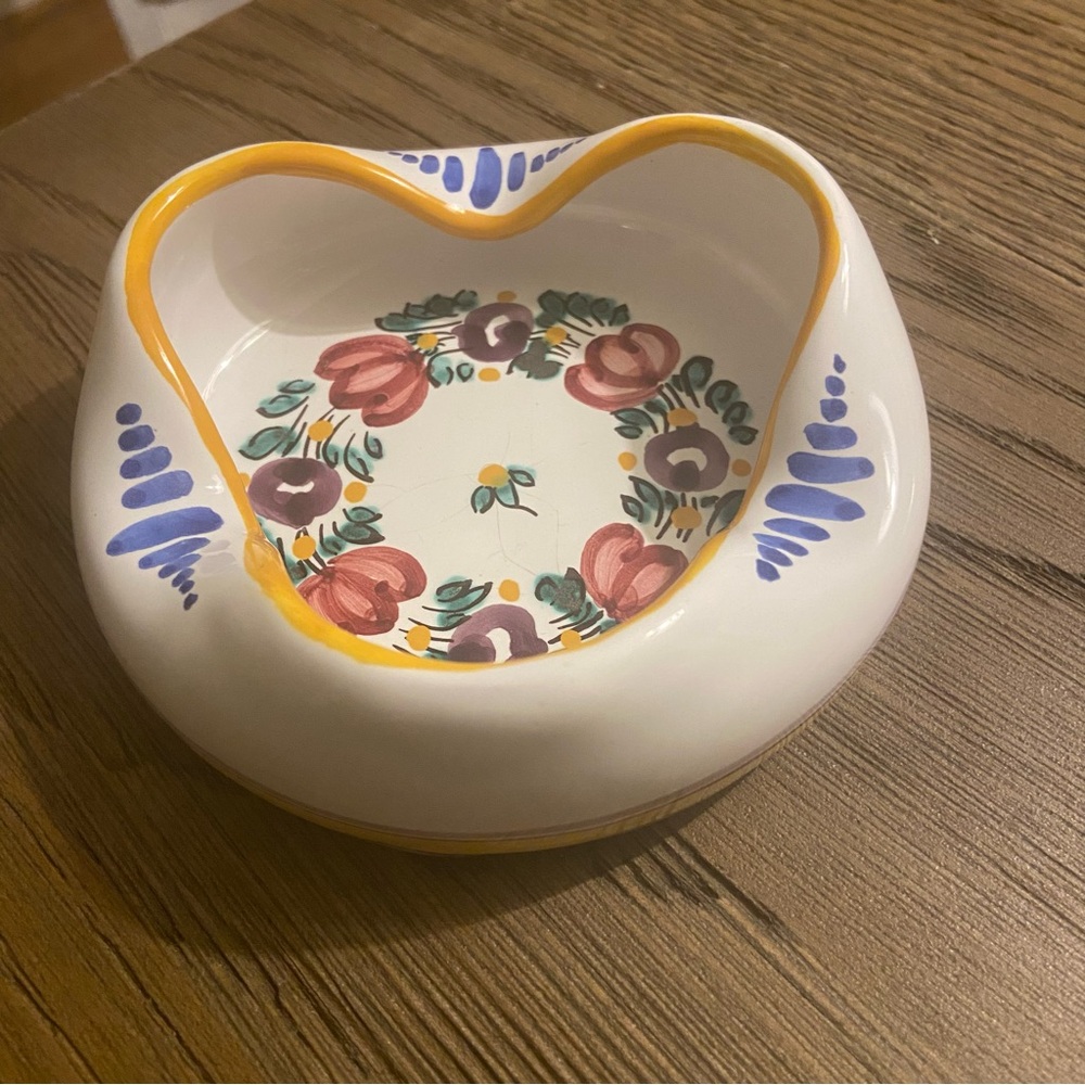 Vintage Modra Art Pottery Slovak Redware Floral Trinket Dish Ashtray